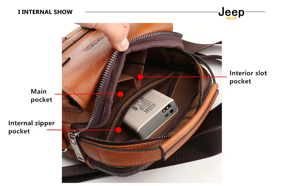 Bolso Bandolera de Hombre JEEP BULUO de Piel – Gran Capacidad