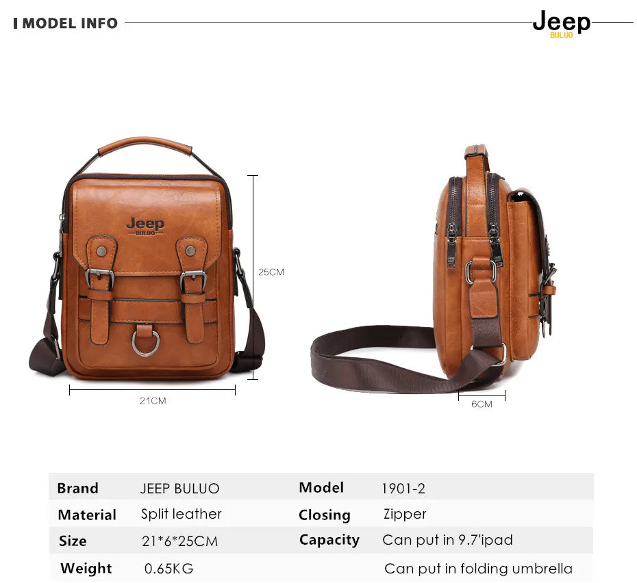 Bolso Bandolera de Hombre JEEP BULUO de Piel – Gran Capacidad