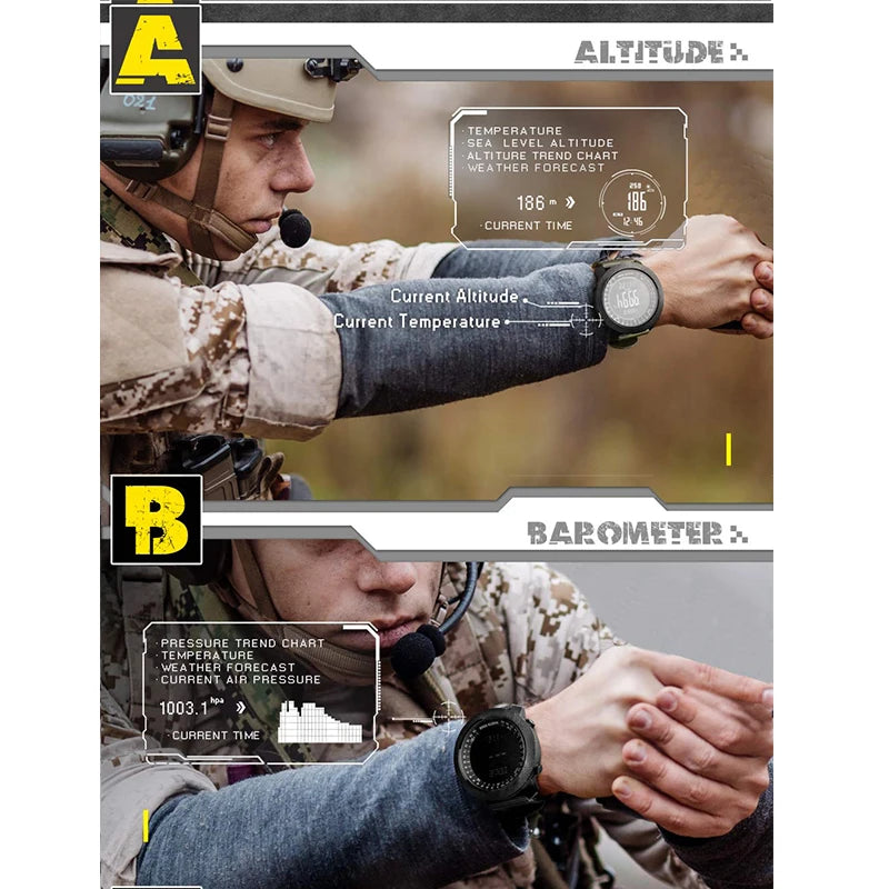 Reloj Militar Digital NORTH EDGE para Hombre – Altímetro, Barómetro y Brújula